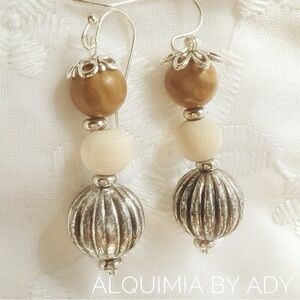 Alquimia Silver and Brown Earrings JASPER